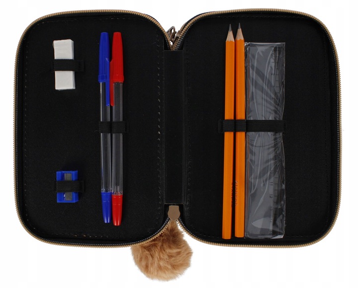 PIÓRNIK TRZYKOMOROWY Z WYPOSAŻENIEM DLA DZIEWCZYNKI ZŁOTY KOTEK JEDNOROŻEC