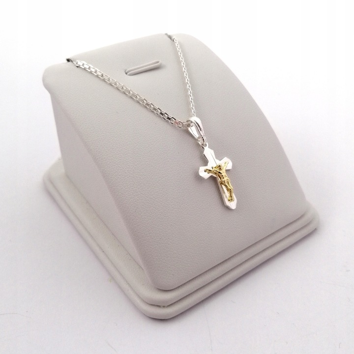 SREBRNY ŁAŃCUSZEK + KRZYŻYK JEZUS CHRYSTUS PR. 925 + GRAWER NA BIERZMOWANIE