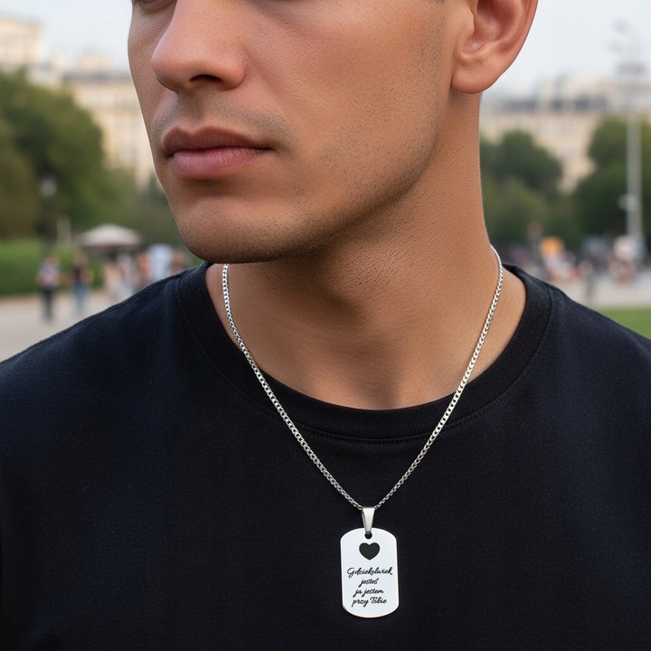 Nieśmiertelnik Z Grawerem Męski Srebrny 925 Wisior