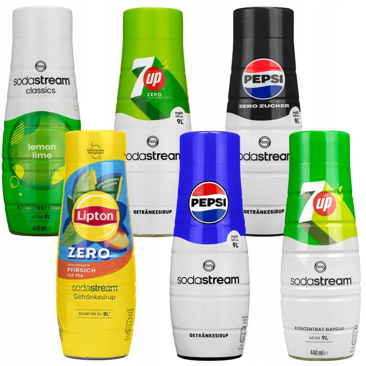 6x SYROP SODASTREAM 7UP PEPSI LIPTON KONCENTRAT DO SATURATORA