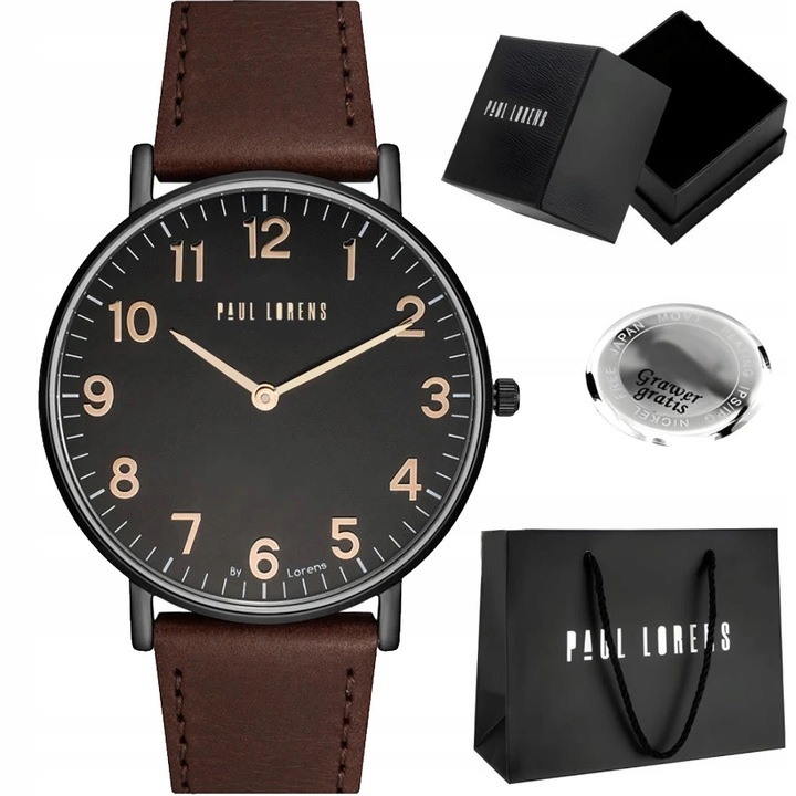 Zegarek męski Paul Lorens ERIN SLIM idealny do garnituru - CYFRY +GRAWER