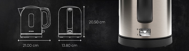 CZAJNIK ZE STALI NIERDZEWNEJ 1L 2200W ROTACJA 360 AIWA AKT-1000 RYUJIN