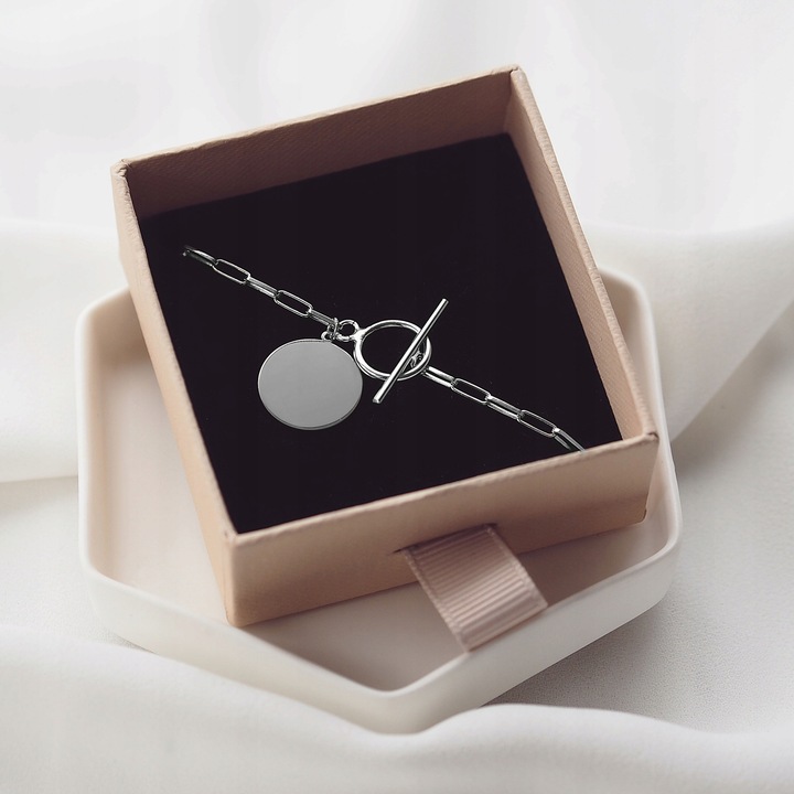 BRANSOLETA SREBRNA Z OZDOBNYM ZAPIĘCIEM