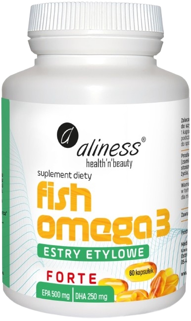 Aliness Fish Omega 3 FORTE Estry Etylowe EPA 500mg DHA 250mg Widzenie 60k