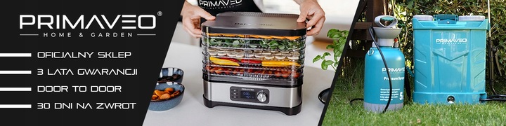 DUŻA SUSZARKA DO GRZYBÓW OWOCÓW TERMOOBIEG 450W ZEGAR PRIMAVEO POJEMNA 12L