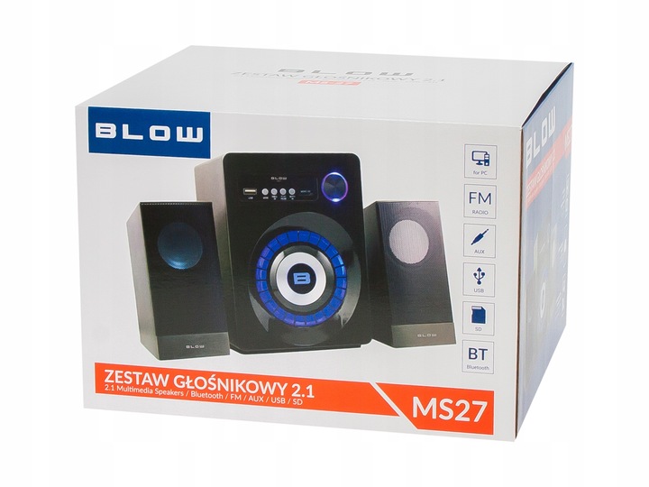 Głośniki komputerowe 2.1 BLUETOOTH SD USB AUX LED