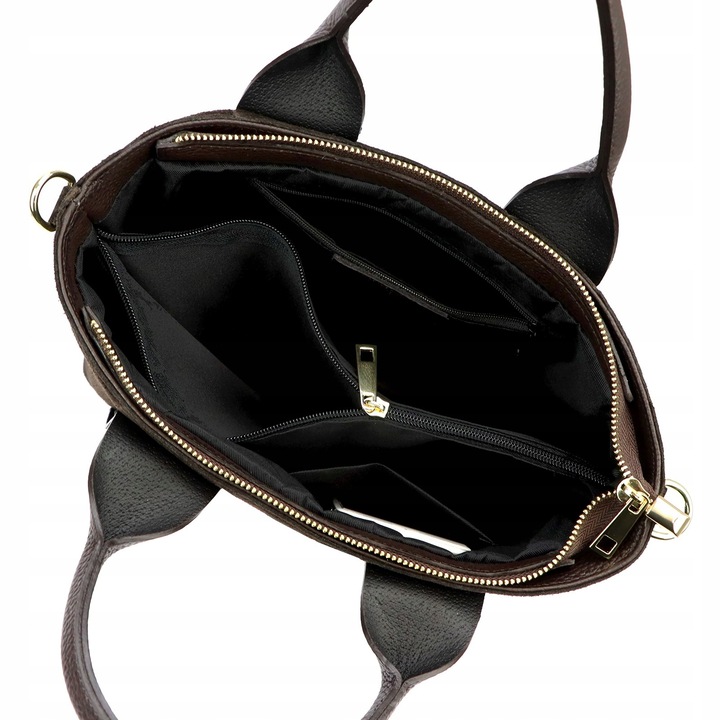 Torebka damska listonoszka Vera Pelle skórzana zamszowa brązowa czekoladowa