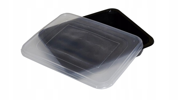 Pojemnik PP obiadowy czarny 227x178x50 niedzielony 50szt z przykrywką