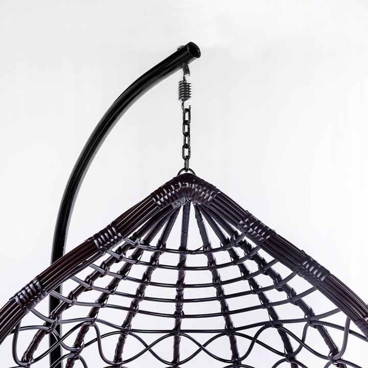 FOTEL OGRODOWY WISZĄCY KOKON DUŻY KOSZ VEGAS Z PODSTAWĄ PODUSZKA SZARA