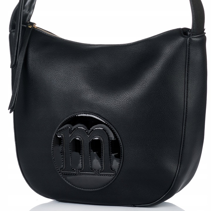 Torebka DUŻA Listonoszka MONNARI CZARNA LOGO Pojemna Praktyczna do pracy