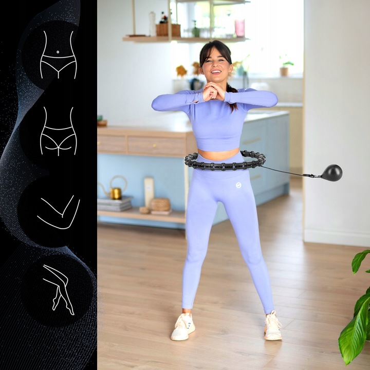 HULA HOP PLUS SIZE BLACK Z WYPUSTKAMI I OBCIĄŻNIKIEM HMS HHW11 DUŻE KOŁO