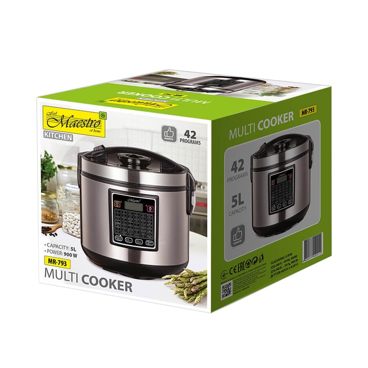 MULTICOOKER PAROWAR SZYBKOWAR ELEKTRYCZNY GARNEK 42 PROGRAMY 5L 900W TIMER