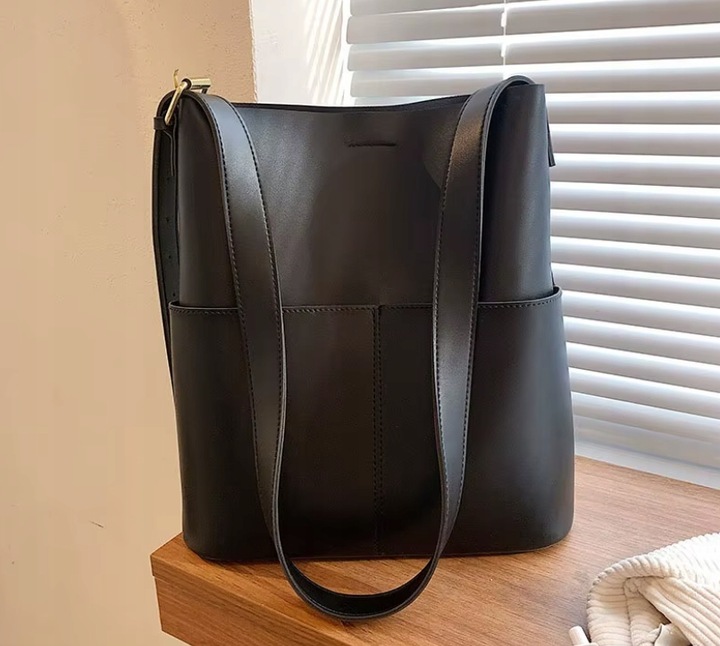 Torebka Damska CZARNA Torba na Ramię Pojemna Shopper Duża Eko Skóra Miejska