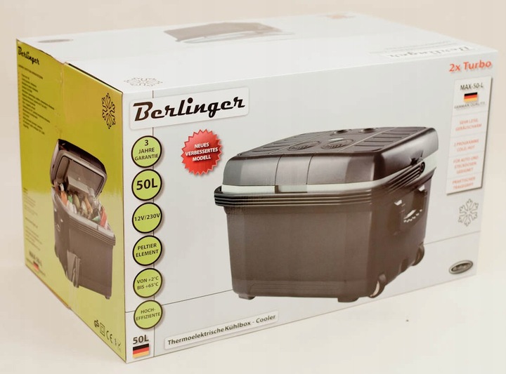 LODÓWKA TURYSTYCZNA BERLINGER SAMOCHODOWA XXXL 50L COOLER GRZANIE PRZENOŚNA