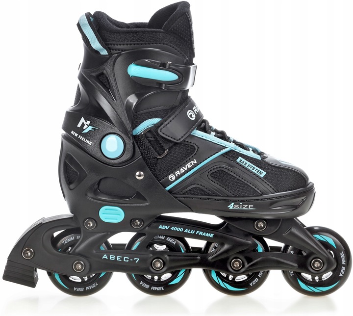 Rolki regulowane RAVEN Pulse Black/Cyan 33-36