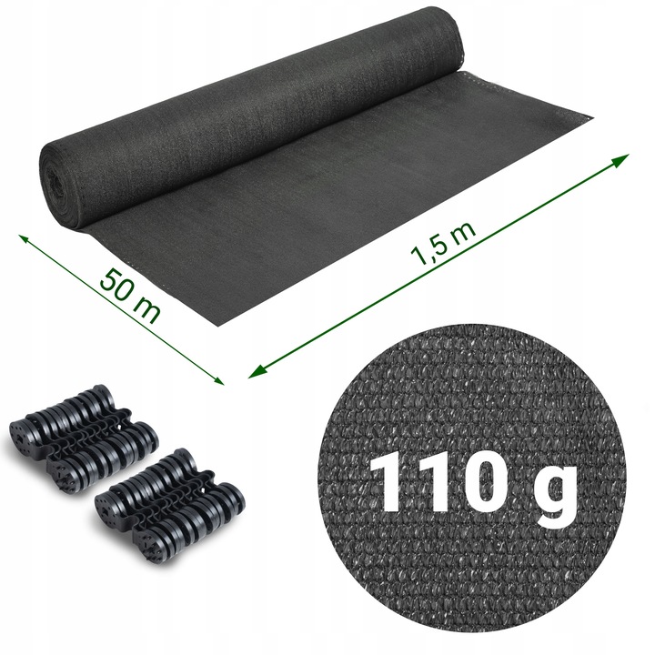 SIATKA CIENIUJĄCA 1,5x50m MASKUJĄCA MATA NA PŁOT OGRODZENIE OSŁONA 80% +UV