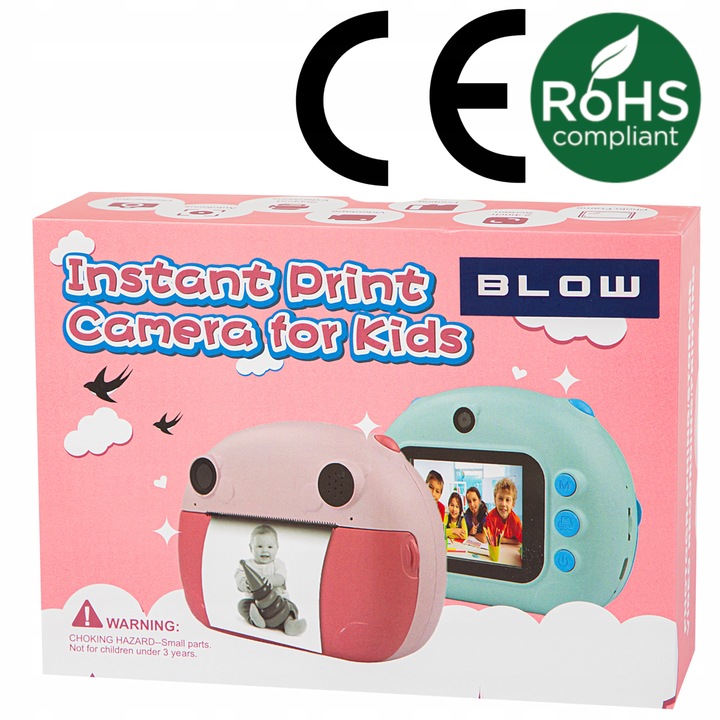 DRUKUŚ APARAT NATYCHMIASTOWY DLA DZIECI FULL HD MINI DRUKARKA + 2SZT ROLEK