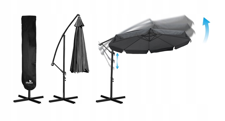 Parasol ogrodowy duży składany z wysięgnikiem pokrowiec 8 segmentów Ø 350cm