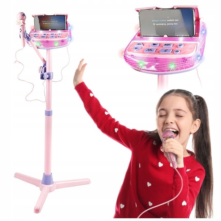 ZESTAW KARAOKE DLA DZIECI ODTWARZACZ MP3 MIKROFON STATYW NN KSET