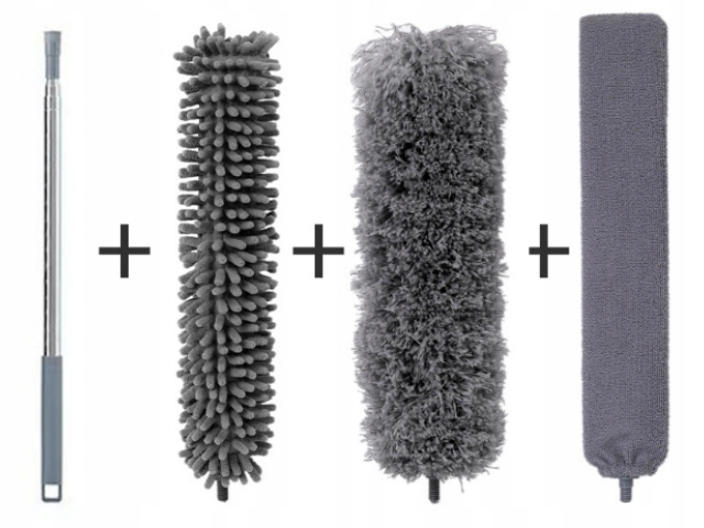Teleskopowa miotełka szczotka do kurzu 3 końcówki