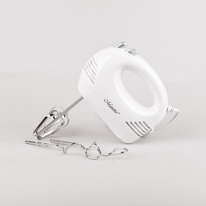 MIKSER RĘCZNY ROBOT KUCHENNY 5 PRĘDKOŚCI + 4 KOŃCÓWKI HAKI TRZEPACZKI 200W