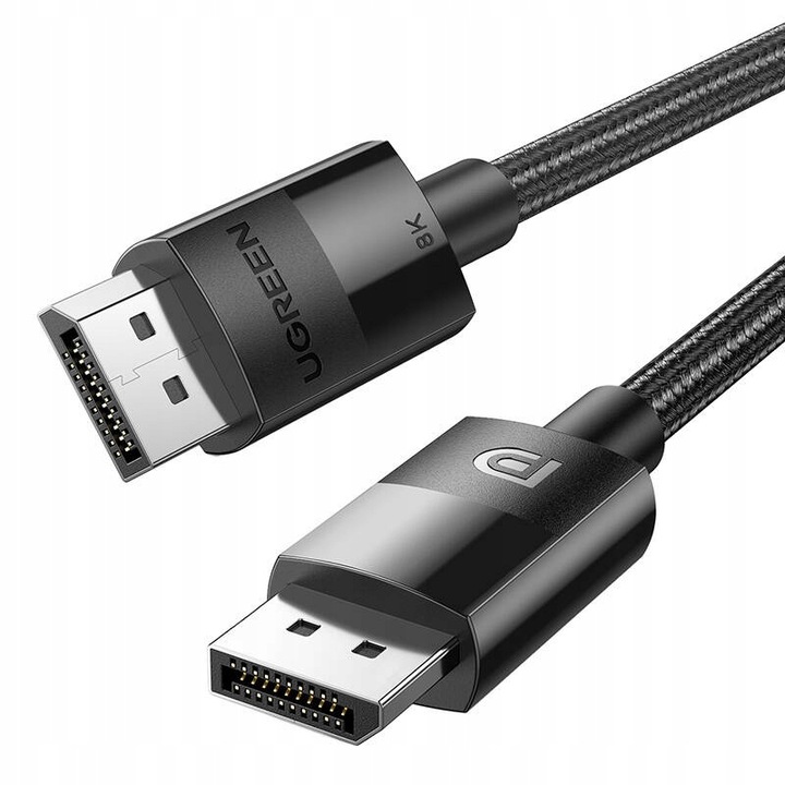 UGREEN KABEL PRZEWÓD VIDEO 2X DISPLAY PORT DP 1.4 8K 60 HZ HDR W OPLOCIE 1M