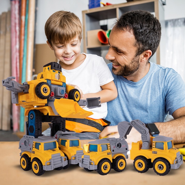 AUTA BUDOWLANE DO MONTAŻU ROBOT TRANSFORMACJA ŚRUBOKRĘT 5W1 SPYCHACZ