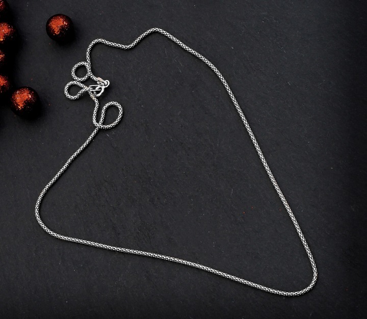 Łańcuszek Srebrny 925 Splot Popcorn Coreana Rodowany | 50 cm x 1.2 mm