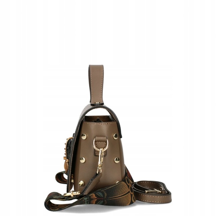 EGO Torebka Damska Kuferek Azteckie Wzory Skóra Naturalna Brąz Czekoladowa