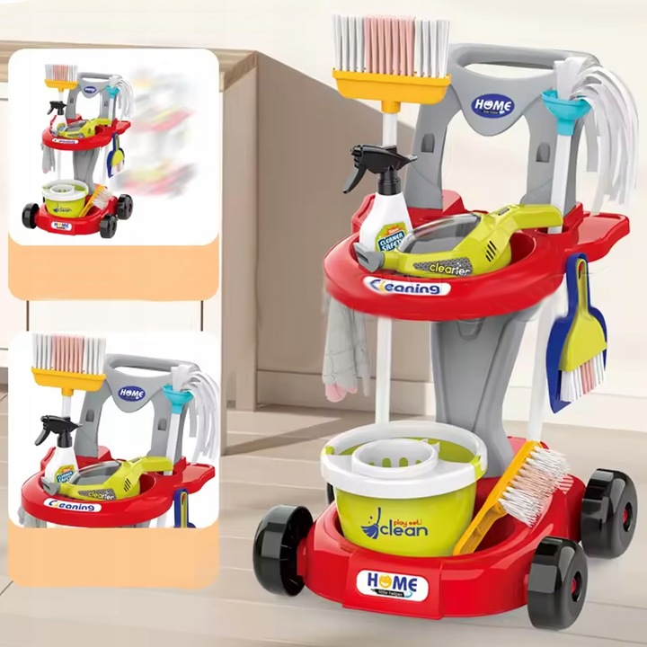 WÓZEK ZESTAW DO SPRZĄTANIA WIADERKO ODKURZACZ MOP DLA DZIECI MATADI