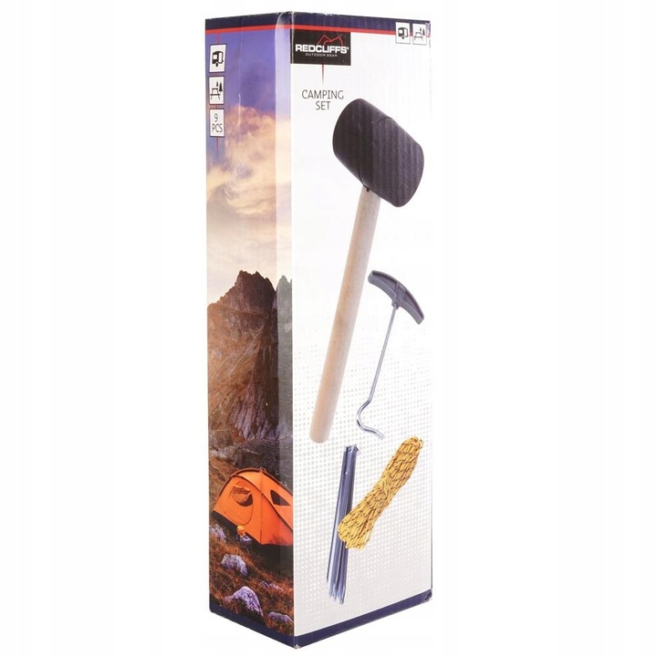 ZESTAW TURYSTYCZNY KEMPINGOWY POD NAMIOT MŁOTEK ŚLEDZIE LINKA 9 ELEMENTÓW