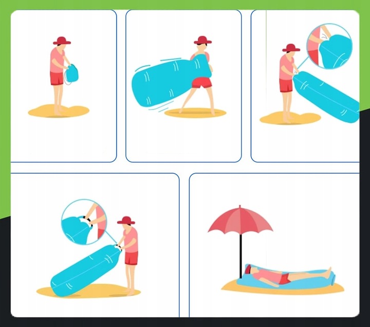 LAZY BAG Air Sofa DMUCHANA Leżak Materac Fotel Materiał Ripstop ZAGŁÓWEK