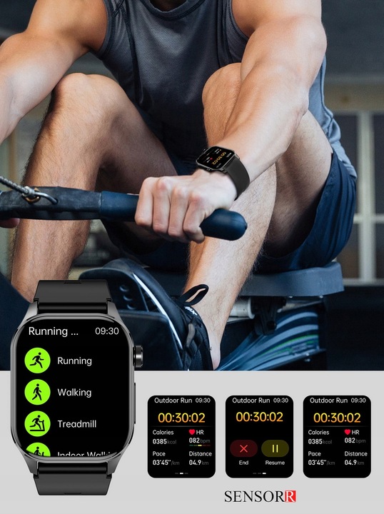 ZEGAREK MĘSKI SMARTWATCH EKG POMIAR CUKRU CIŚNIENIE TEMPERATURA ROZMOWY PL