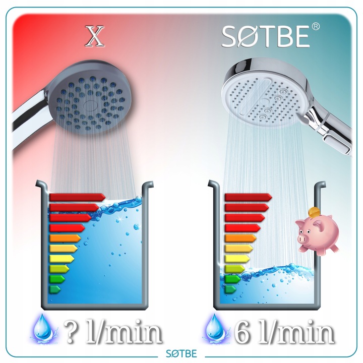 Słuchawka natryskowa pod prysznic DUŻA SOLIDNA start stop filtr kamienny