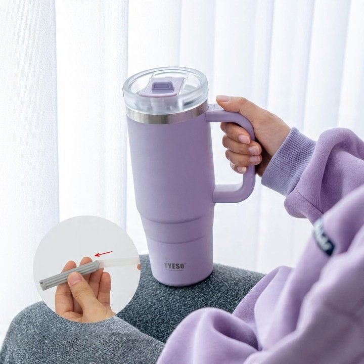 Kubek termiczny bidon na wode ze słomką teleskopową, termos do auta, 1200ml