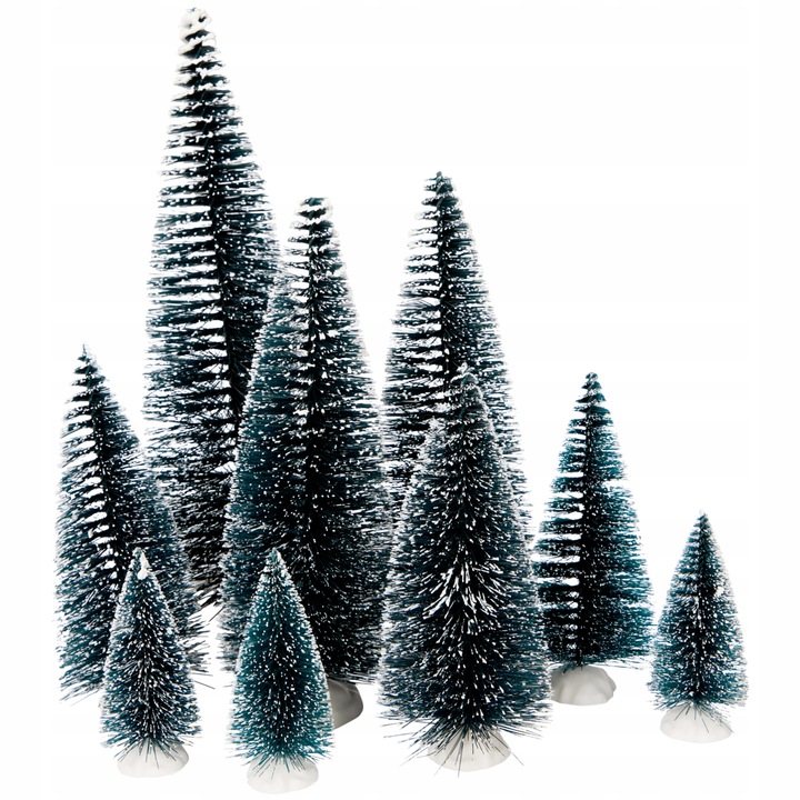 DEKORACYJNE CHOINKI DO WIOSKI ŚWIĄTECZNEJ SZOPKI ZESTAW 9 SZT DUŻE DO 31 cm