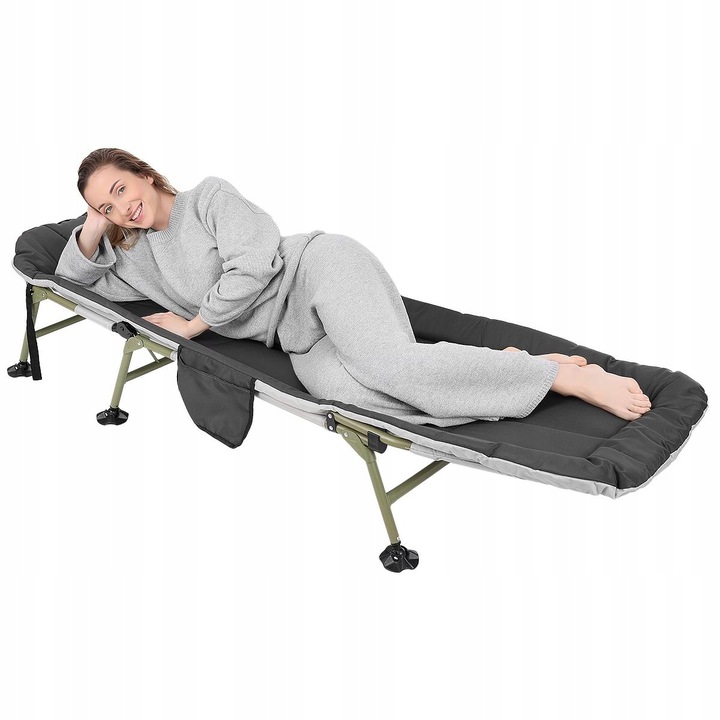 Leżak Solidne Składane Łóżko Turystyczne Kempingowe Regulowane Polowe 190cm