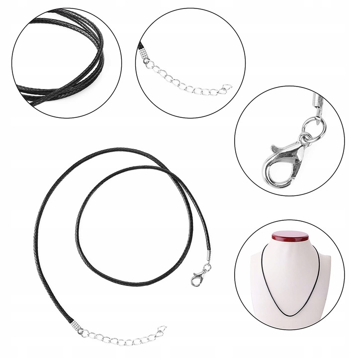 20× Naszyjnik Rzemyk kolor z zapięciem 45cm