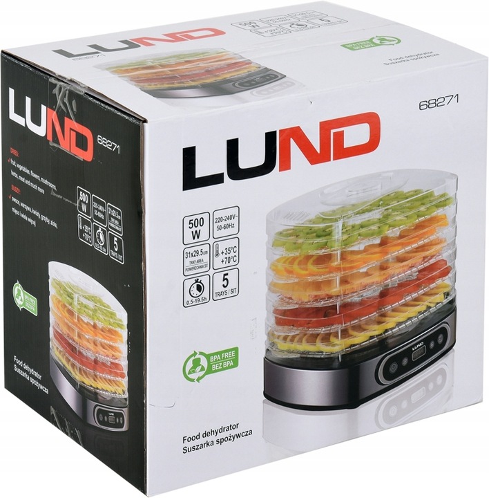 LUND SUSZARKA SPOŻYWCZA DO GRZYBÓW OWOCÓW WARZYW 500W CZASOMIERZ 5 TAC