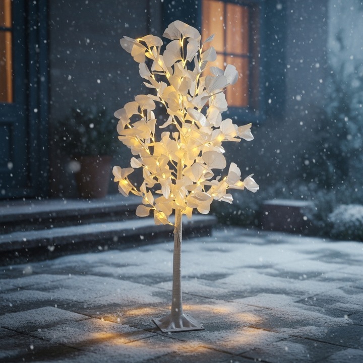 Drzewko Świąteczne Ozdobne Świecące LED BRZOZA 150 cm Lampki Białe Ciepłe