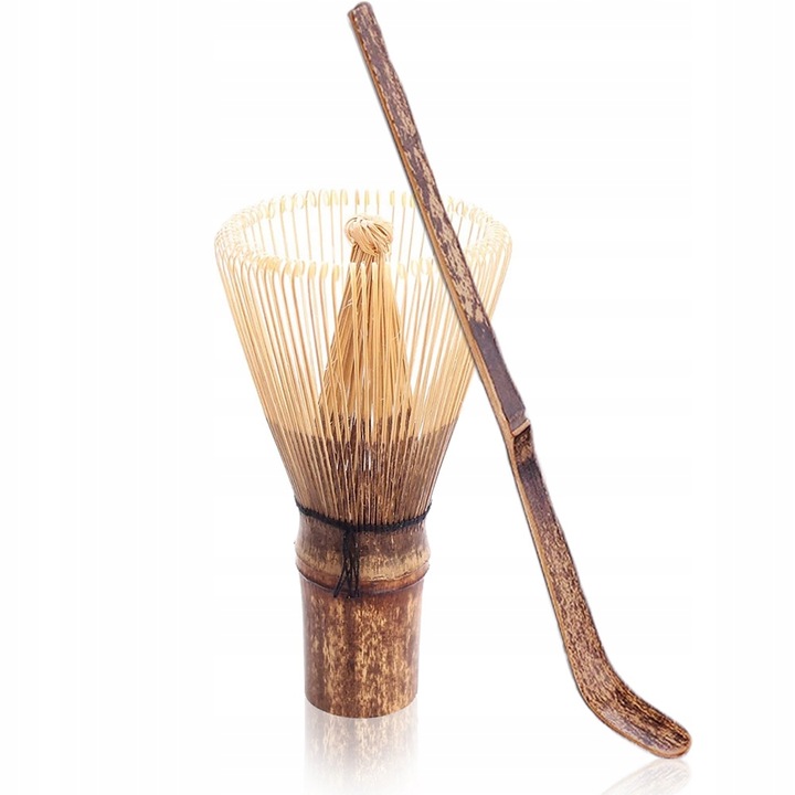 Chasen bambusowa miotełka do herbaty matcha + łyżeczka chashaku ZESTAW