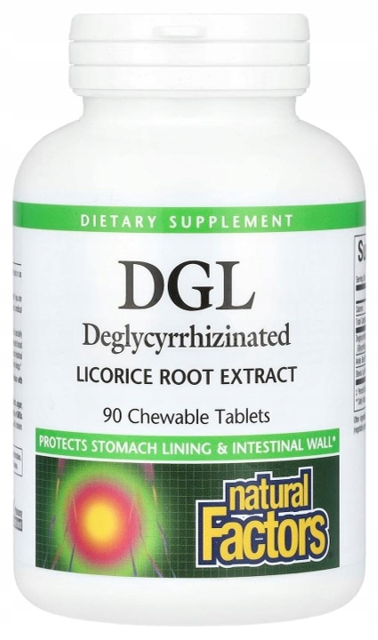 Natural Factors - DGL | Deglicyryzynowy ekst. z lukrecji | 400mg | 90 tab.
