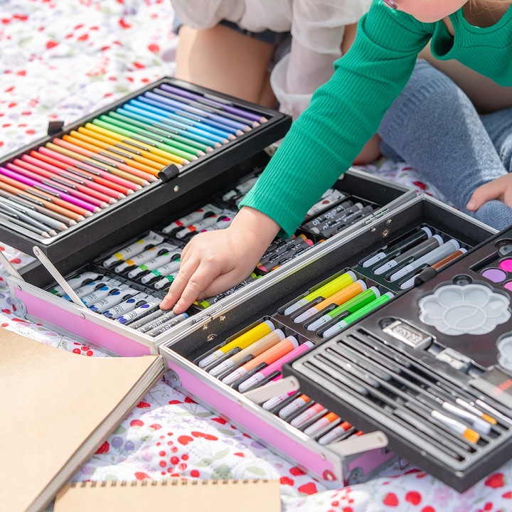 Zestaw Artystyczny, walizka z lamą, 145 elementów RAGI - RÓŻOWY