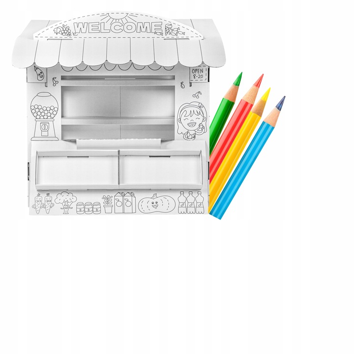 Stragan Handlowy - Zabawka z Tektury ,papieru Handlowy Dla Dzieci Do Zabawy