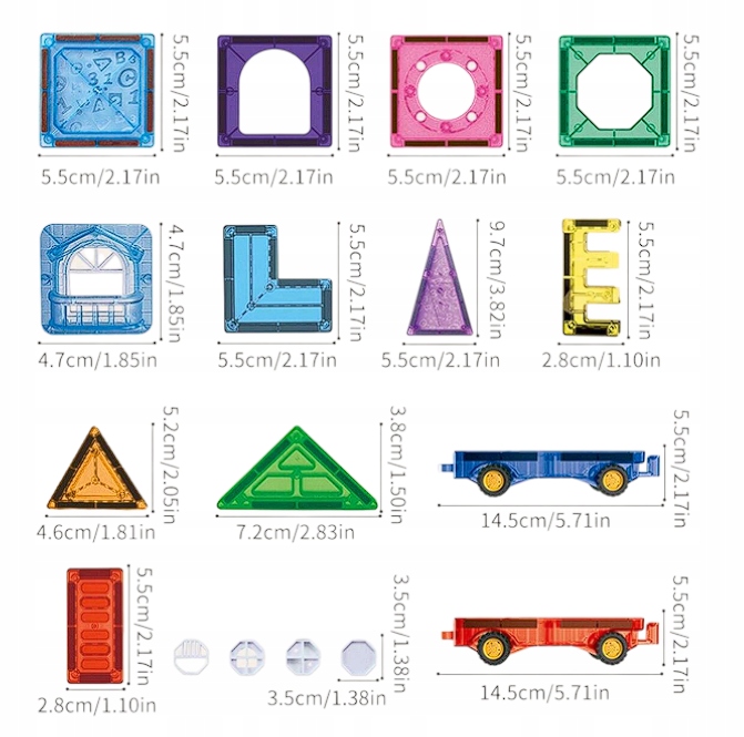 KREATYWNE KLOCKI BLOKI PANELE MAGNETYCZNE 3D 110EL KONSTRUKCYJNE POJAZDY