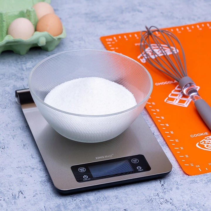 Waga Kuchenna Elektroniczna z WIESZAKIEM reling Prcyzyjna SREBRNA 5kg Timer