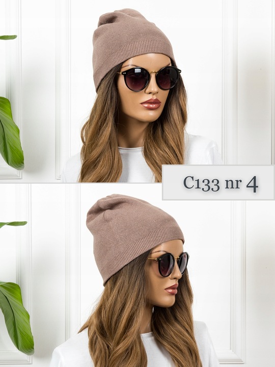 CZAPKA DAMSKA CIEPŁA wygodna Zimowa Beanie MODNA Wywijana brązowa KOLORY