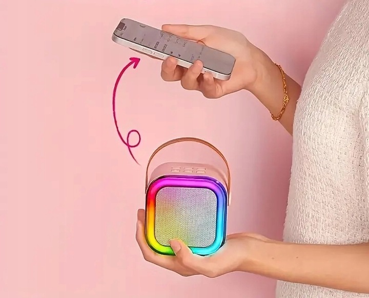 ZESTAW KARAOKE BEZPRZEWODOWY PRZENOŚNY 2x MIKROFON + GŁOŚNIK BLUETOOTH RGB