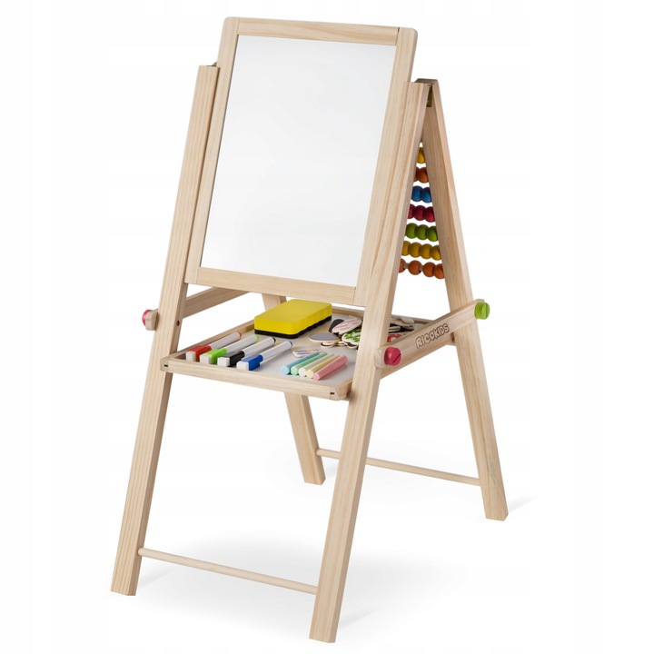 TABLICA DWUSTRONNA Z LICZYDŁEM DLA DZIECI MAGNETYCZNA KREDOWA + AKCESORIA