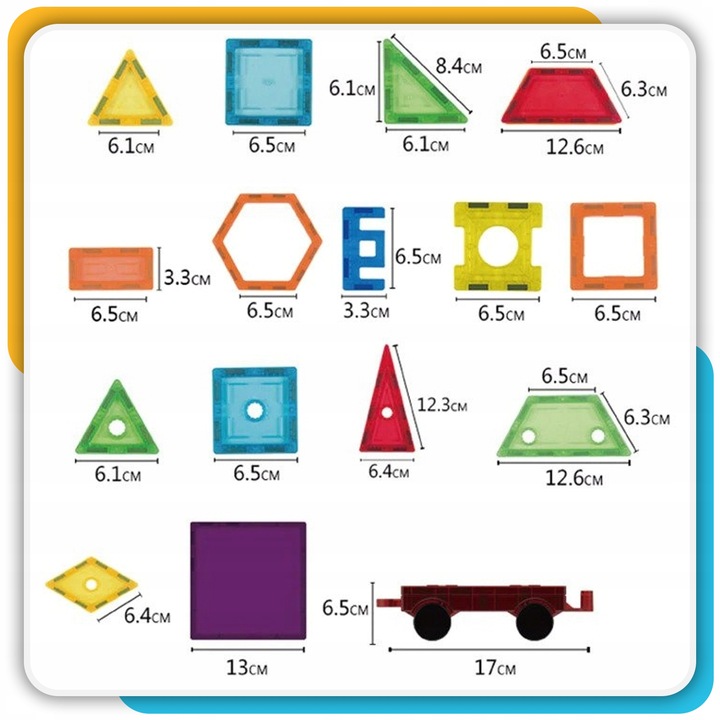Klocki magnetyczne duże konstrukcyjne 3D zestaw 212 elementów Magnetic -S-